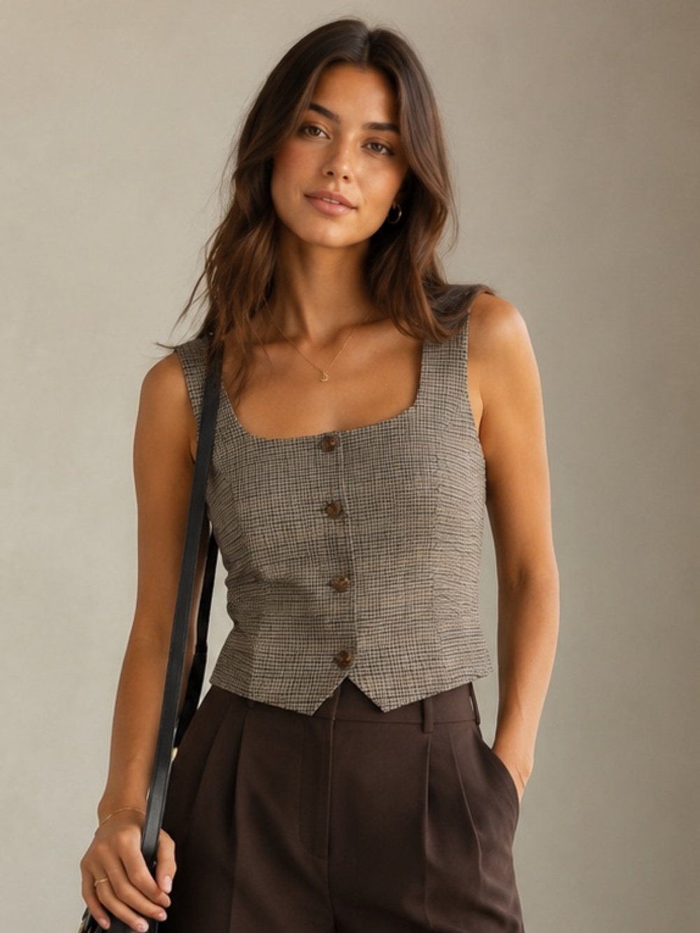 Haver & Blair Plaid Cropped Tailored Vest Size S